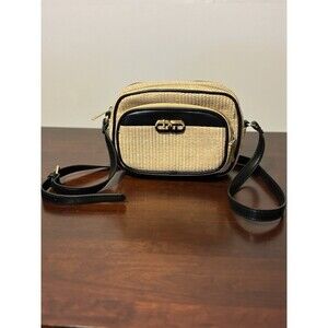 Time and Tru Beige small Cross body Bag black strap lining w gold color hardware